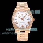 GM Factory Rolex Day-Date Rose Gold Watch White Roman Dial 40MM